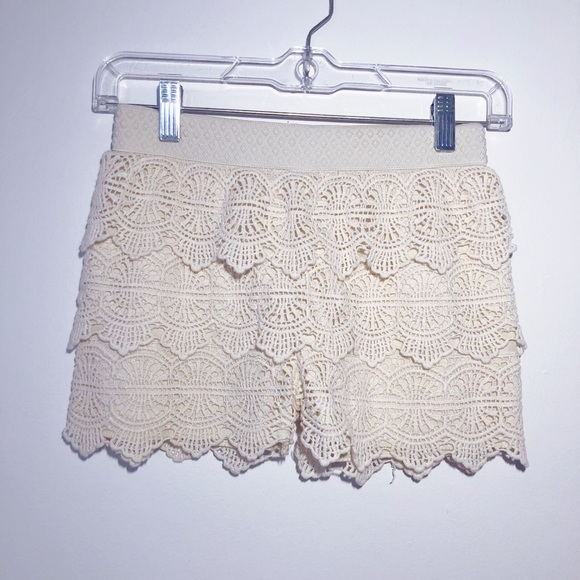 Lapis Other - LAPIS GIRL IVORY CROCHET SHORTS